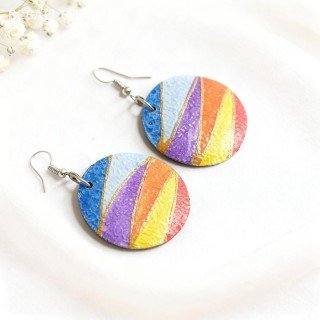 New Collection Painting Wood Earrings Handmade